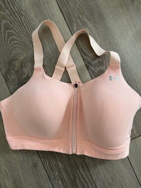 Under Armour Peach Front-Zip High-Support Sports Bra